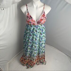 Jackpot boho rainbow multicolor floral empire waist maxi dress